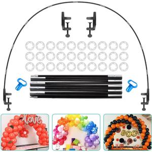 AXHJ 13Ft Adjustable Balloon Arch Stand Kit, New Reusable Table Balloon Arch Kit with Base High Strength Glass Fiber Pole for DIY Party Wedding Birthday Baby Shower Kids Decorations