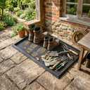 Ottomanson Indoor/ Outdoor Boot Tray Non-Slip Doormat Modern Entryway Mat for Entryway Patio Backyard Garage, 17.5" x 27", Black