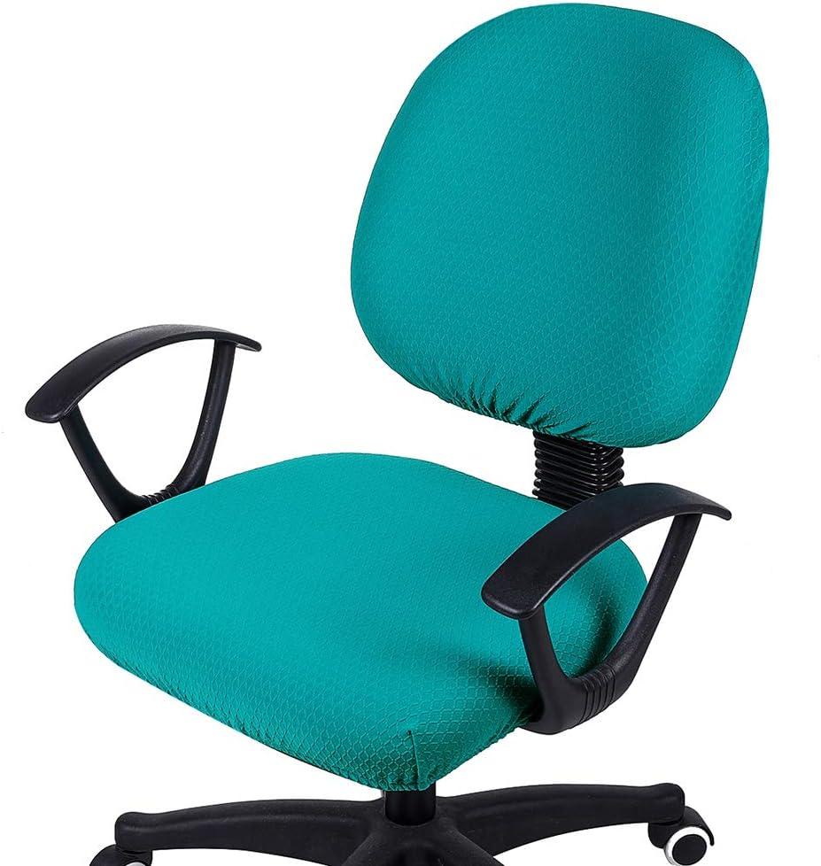 Smiry Stretch Jacquard Office Computer Chair Covers, Removable Washable Universal Desk Rotating Chair Slipcovers Protector, Seat + Backrest Cover, Peacock Green