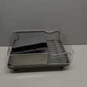 Dish Rack, Large Capacity, Dish Drying Rack with Cutlery Holder, Removable Drip Tray, Cup Holder, Compact Kitchen Drainers for Countertop, Grey