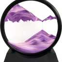 Moving Sand Art Liquid Motion - Moving Sand Art Picture Decor 3D Deep Sea Sandscape, Round Glass Frame Display Flowing Sand Relaxing Toy for Desktop Home Office Work Decoration(Purple, 7")