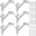 LOEQIAN 6 Pack Stair Handrail Brackets, 3 Inch Heavy Duty Railing Bracket With Screws, Wall Mounted for Indoor Outdoor Handrail (Satin Nickel)