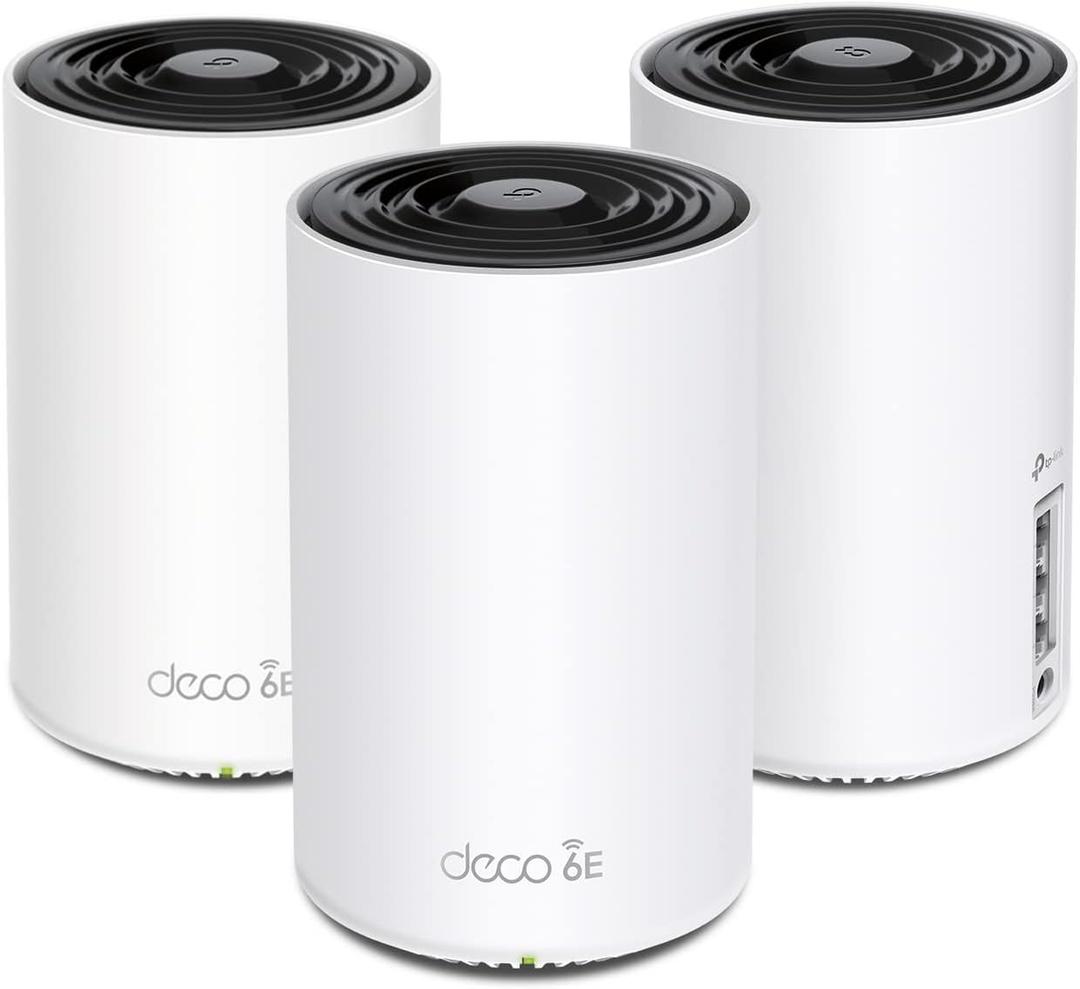 TP-Link Deco AXE5300 Tri-Band WiFi 6E Mesh System- Covers up to 7200 Sq.Ft, Replaces WiFi Router and Extender, AI-Driven Mesh, New 6GHz Band, 3-Pack (Renewed)