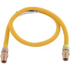 Eastman 48 Inch x 1/2 Inch OD Flexible Gas Line Connector with (2) 1/2 Inch MIP Fitting Ends for Natural Gas and Liquid Propane, Stainless Steel, Yellow, 20YE505048B