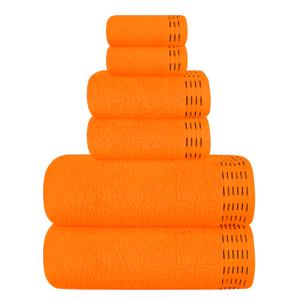 MALLONI HOME Ultra Soft 6 Pack Cotton Towel Set, Contains 2 Bath Towels 28x55 inch, 2 Hand Towels 16x24 inch & 2 Wash Coths 12x12 inch, Ideal Everyday use, Compact & Lightweight - Orange