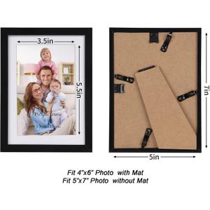 Giftgarden Black 5x7 Picture Frame, Pack of 1, Matted to 4x6 Picture with Mat or Multi 5x7 Photo without Mat, Wall Hanging or Tabletop Display