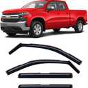 in-Channel Rain Guards for Chevy Silverado/GMC Sierra 1500 2019-2026 Crew Cab, Window Visor Shields Vent Deflector Shade Wind Dark Smoke 2020 2021 2022 2023 2024 2025, Tape-On Outside-Mount, 4PCS
