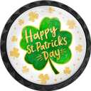 2 x 4 Pack Happy St. Patricks Day Clover Cabinet Knobs Round Drawer Pulls Shamrock Knob Cupboard Door Handles Hardware for Kitchen Bathroom Cabinets