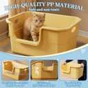 Low Entry Litter Box for Kittens & Senior Cat, High Sided Kitty Litter Boxes with Handle, Anti-Splash Plastic Large Litter Tray Pan for Big Cats, Easy to Clean, 19.6"L*13.7"W*8.6"H (Apricot)