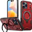 for iPhone 17 Pro Max Case with 360Spin Invisible Magnetic Stand, Support Wireless Charging, Hybrid Protective Slim Fit Shockproof Heavy Duty Protection Cover for iPhone 17 Pro Max 6.9 Inch, Red