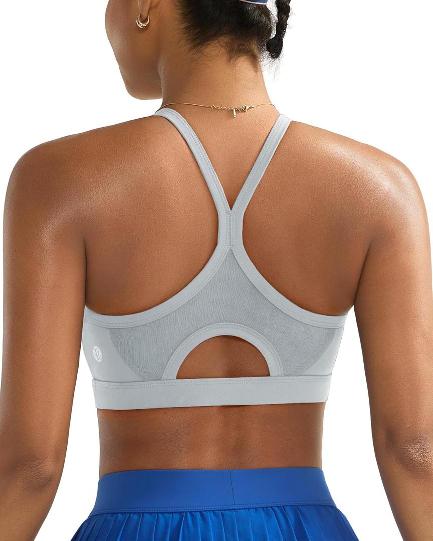 RUNNING GIRL Sports Bra for Women,Y Back Molded Cup Medium Impact Sports Bras with Sewn in Pads (Large)