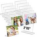 Chunful 12 Pack Clear Acrylic Self-Standing Photo Frames Small Picture Frame Bulk Wallet Size Desktop Display Freestand for Home Office (2 x 3 Inches)