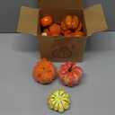 HAKACC 14 PCS Artificial Mixed Pumpkins for Decorating, Fake Pumpkins with 30PCS Fake Maple Leaves Thanksgiving Fall Harvest Decorations for Home, Fall Table Decor