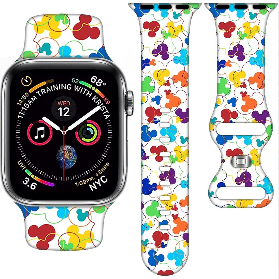 Cartoon Band Compatible with Apple Watch 38mm/40mm/41mm/42mm/44mm/45mm/46mm, Cute Bands Replacement for Apple Watch Series 10 9 8 7 6 5 4 3 SE2, Silicone iWatch Band for Women Men