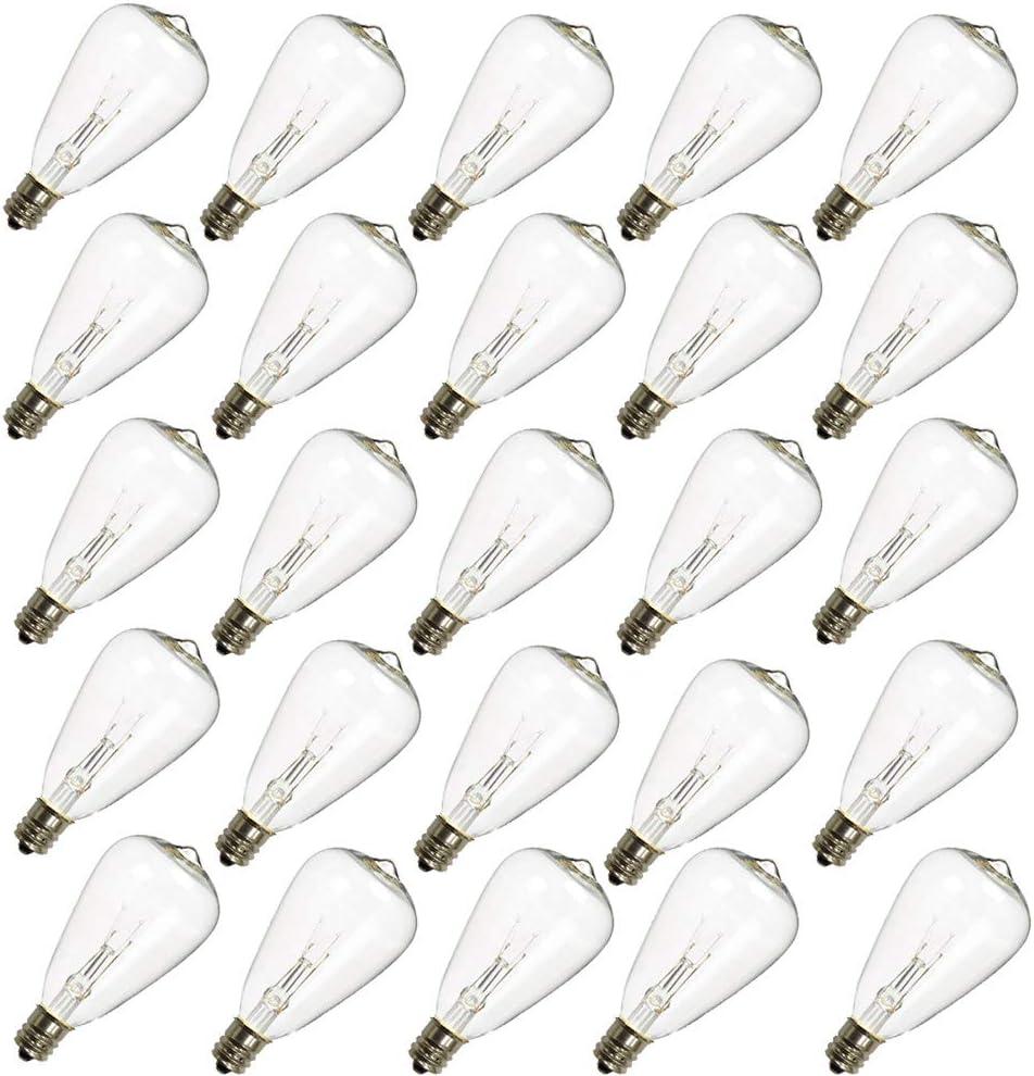 25-Pack ST35 Light Bulbs Replacement Edison Clear Bulbs -5 Watts C7/E12 Screw Base for Indoor/Outdoor Patio String Lights