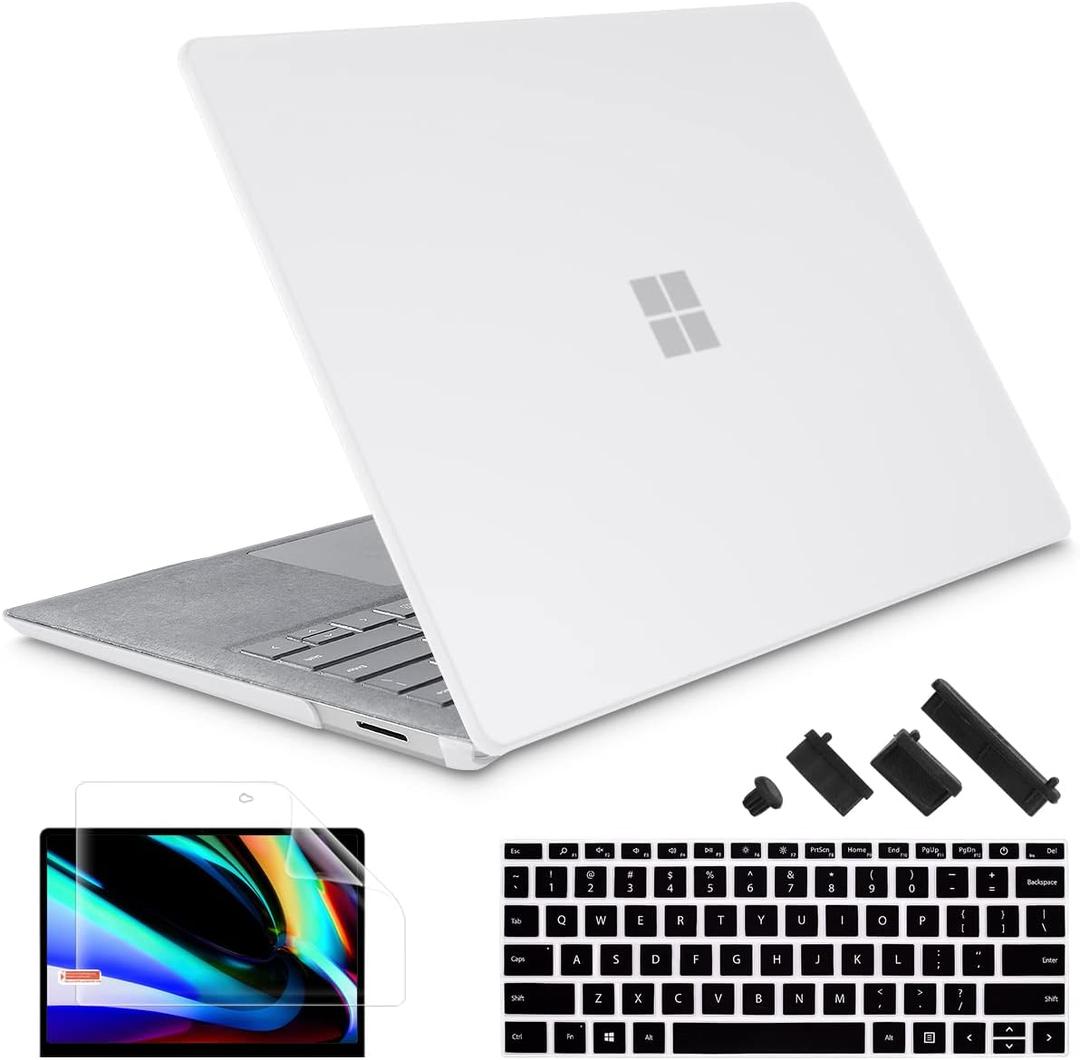 May Chen Case for 13.5" Microsoft Surface Laptop 3/4/5 with Alcantara Palm Rest Model 1867 1958 1950 (2019 2021 2022), Plastic Hard Shell Case with Keyboard Cover + Screen Protector, Matte Clear
