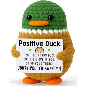 MBL Emotional Positive Support for Women - Small Funny Inspirational Crochet Mallard Duck Potato Pickle Birthday Christmas Stocking Stuffers Xmas Holiday Relaxation Gifts for Men Daughter Teens Friend