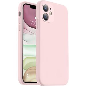 Vooii Compatible with iPhone 11 Case, Upgraded Liquid Silicone with [Flat Edges] [Camera Protection] [Soft Anti-Scratch Microfiber Lining] Phone Case for iPhone 11 6.1 inch - Chalk Pink