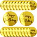 Blulu 20 Pieces Acrylic Cake Toppers Acrylic Mirror Cupcake Disc Birthday Cupcake Topper Round Topper Circle Engraved Disc for DIY Cupcake Decoration(Gold)