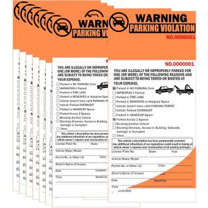 2-Part Carbonless Perforated Numbered Parking Violation Warning Sticker Book Tow Warning Illegally Parked Tickets 4 x 8.5 Inch - Parking Violation Ticket for Car Window 50 Pack