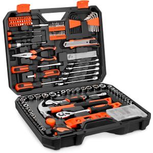 248-Piece Tool Set - General Household Hand Tool Kit with Plastic Toolbox Storage Case for Men, Home Repair, DIY Projects (Orange)