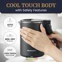 Elite Gourmet Dual Voltage 120-230V, Travel Double Wall Insulated Cool-Touch, 0.6L Electric Kettle Stainless Steel Interior, Hinged-Locking Lid, Auto Shut-Off, Boil Dry Protection, Black