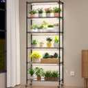 Plant Stand with Grow Light Indoor - 6-Tier DIY Plant Shelf with Grow Lights for Seedlings, Greenhouse, Indoor, 8 Pack 5000K 192W LED Full Spectrum Growing Lamp with Rack, Wheel, 29"x13.5"x73.5", 8 Lights, 6 Pads, 6 Shelves, 4 Casters, 12 Poles
