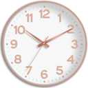 Roymnie Wall Clock, Silent Wall Clocks Battery Operated 8 Inch-Modern Non Ticking Analog Clock Decorative for Kitchen Office Bathroom Bedroom(White Rose Gold)