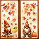 2 x Fall Window Clings Gnomes Decor Autumn Thanksgiving Stickers Decorations, Regular