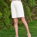 Haloumoning Girls Shorts Kids Summer Casual Elastic Waist Pull On Shorts with Pockets 5-14 Years (White)