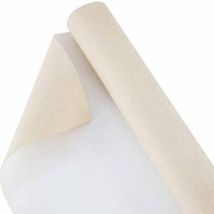 Kinlop 36 Inch x 20 Feet Double Primed Cotton Canvas Large Linen Beige Canvas Roll for Oil and Acrylic Painting