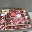 SHareconn 80ct Christmas Balls Ornaments Set, Shatterproof Plastic Colorful Xmas Decorative, Baubles for Tree Decorations with Hanging Strings, Red & White