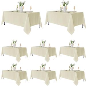 Fitable 8 Pack Rectangle Tablecloths: Stain Resistant Wrinkle Free Fabric Table Clothes, Washable Reusable Polyester Table Covers for Wedding Party Birthday Banquet Reception(Ivory, 60x102 Inch)