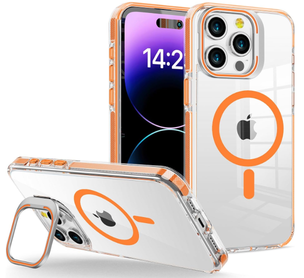 iPhone 13 Pro Case, MagSafe Compatible, Magnetic Kickstand Case for Women, Clear Green