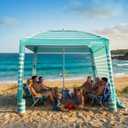 Gorich Beach Cabana with UPF50+ UV Protection, 10x10 FT Beach Canopy Tent with Side Wall, Easy Setup, Windproof Portable Sun Shelter Shade for Family