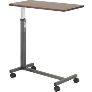 Drive Medical 13067 Non Tilt Top Overbed Table with Wheels and Secure Height Adjustment,Tray Table for Hospital or Home Use, Bedside Rolling Overbed Table, Silver Vein