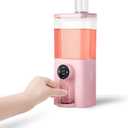 J.C&T Automatic Mouthwash Dispenser for Bathroom,22 FlOz Dispensers with Magnetic Cups,Toothbrush Holders Wall Mounted Adjustable Dispensing Levels,Suitable for All Age Groups,Pink