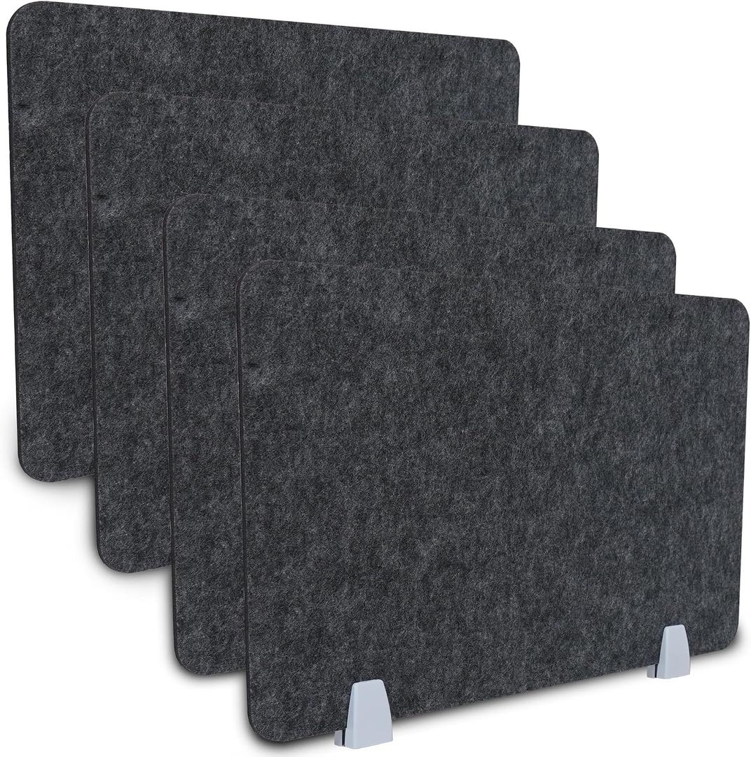4 Packs Privacy Desk Dividers Acoustic Desk Panel 16x24 Inch Noise Reducing Desk Privacy Panel and Visual Distraction with Metal Clip for Student Offices School (Black)
