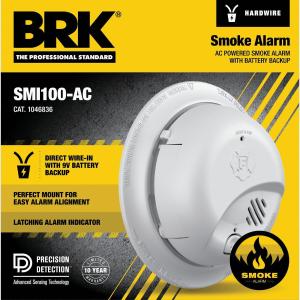 SMI100-AC Hardwire Interconnect Smoke Alarm with Battery Backup,