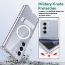 for Galaxy Z Fold 7 Case Compatible with MagSafe, Built-in Metal Kickstand & Strong Magnetic, Anti-Yellowing Non Slipping Out Phone Cover with Stand Slim fit Samsung Galaxy Z Fold7 (Clear)