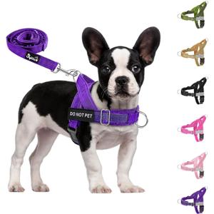 SlowTon No Pull Dog Harness - Heavy Duty Dog Harness and Leash Set for Medium Large Dogs, Reflective Tactical Harness with Soft Padded and Front Clip for Easy Walk and Training (PU, S)