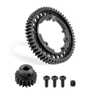 54T Hardened Steel Spur Gear with 18T Motor Pinion Gear, 1 Mod M1 Gear Set 6449 Compatible with Traxxas 1/5 X-Maxx 1/7 XO-1 1/10 Maxx 1/10 E-Revo 2.0 VXL RC Cars Replacement Upgrade Parts