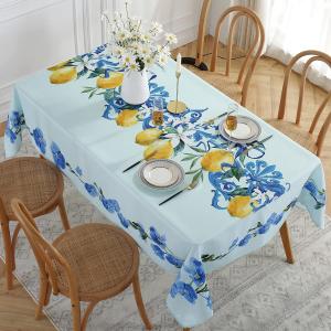 SASTYBALE Lemons Tablecloth Rectangle 60 x 84 Inch, Waterproof Stain Resistant Lemon Table Cloths, Fabric Table Cover for Summer/Party/Picnic/Indoor/Outdoor, Blue