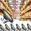 UFO LED High Bay Light 200W, 6 Pack, 32,000LM, IK10, Dimmable, Flicker-Free, Dia. 11.02"-200W