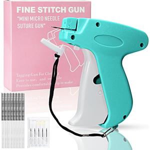 Stitch Gun for Clothes Handheld Stitch Gun Quick Clothing FixerSewing Kit Includes 1,000 Black Fasteners & 1,000 White Fasteners & 6 NeedlesTagging Gun (Blue)