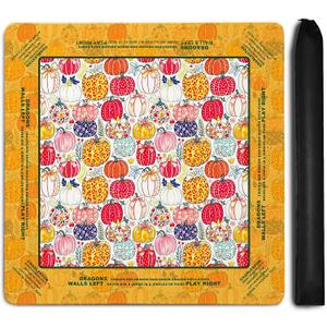 Autumn Pumpkin Mahjong Mat,Fall American Mahjong Game Table Pad, 31.5 x 31.5 x 0.08 inches