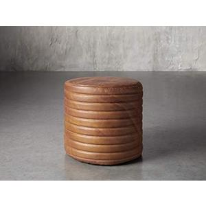 Tannery Brown Leather Ottoman Pouf Sofa, Storage Ottoman Chair - Round, Handmade (17x16x16 inch)