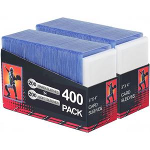 400 Card Sleeves Clear Loads for Cards,3"X4" Baseball Card Protectors,Premium Sleeves for Cards,Hard Plastic Card Holder for Trading Sports Football Game Cards (200 Hard Sleeves+200 Penny Sleeves)