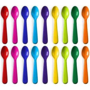 Plastic Kids Spoons Set of 18 -Toddler Spoons BPA Free/Dishwasher Safe Reusable Children's Spoon Set - Brightly Colored Toddler Cutlery Flatware Set