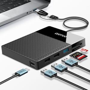 YOTUO Portable Docking Station External Hard Drive 1TB Storage, USB C Multiport Hub HDD 7-in-1, USB 3.0, SD/TF Card Reader, HDD for Windows, Mac, Android, TV, Phone, Laptop, Desktop, PC